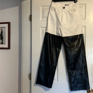 WHITE / BLACK LEATHER TWO TONED PANT